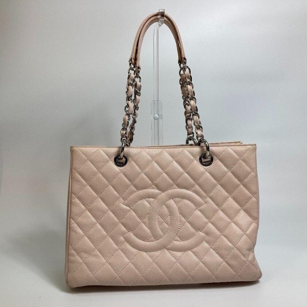 CHANEL A50995 CC Matelasse Chain GST Tote Bag Caviar Leather pink/SilverHW